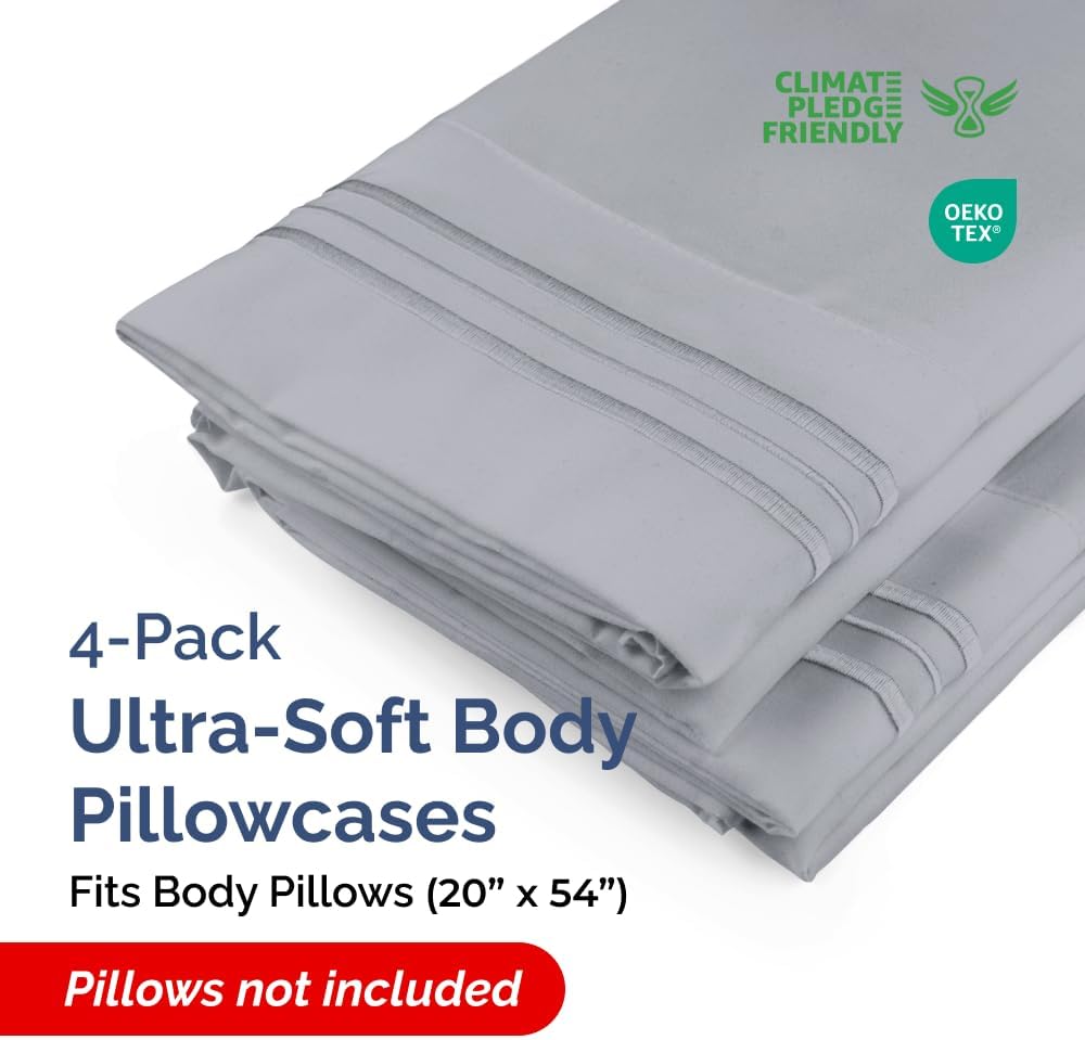 Body Pillowcases Set of 4-20x54 Long Body Pillow Case - Soft Body Pillow Cover for Sleeping & Side Sleepers - Comfy, Breathable & Fade…