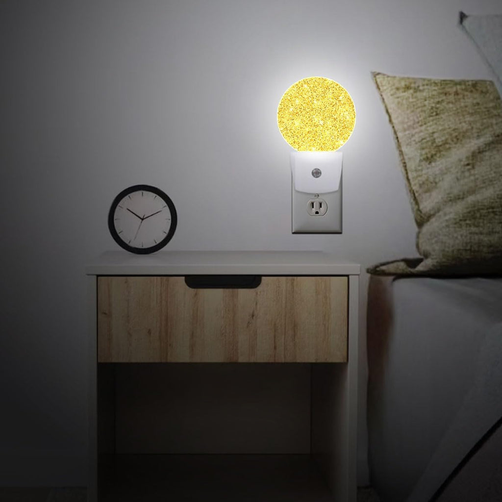 Gold Glitter Shine Night Light Plug-in Sleep Lamp Led Dusk to Dawn Night Light for Bedroom