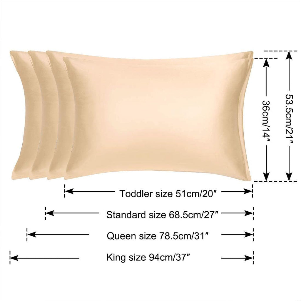 uxcell Queen Satin Pillowcase with Zipper, Super Soft and Luxury, Silky Pillow Cases Covers Set of 2, 21"x31", Champagne