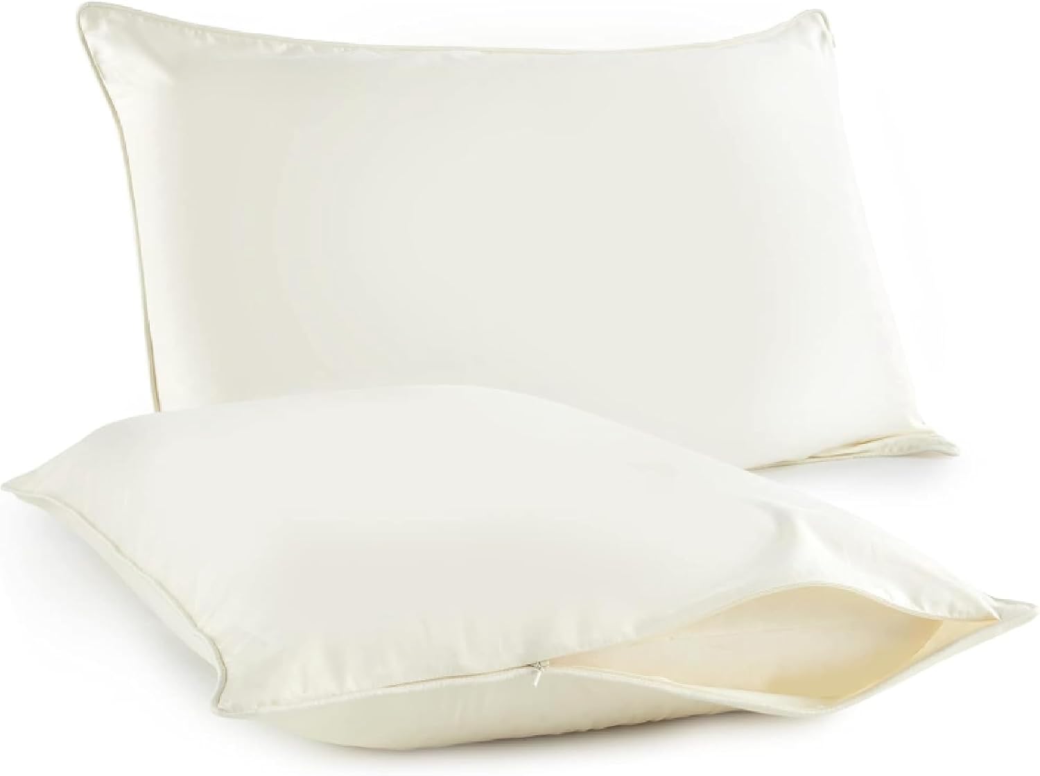 WhisperOrganics Organic Cotton Pillow Protector Standard Size - 100% Cotton GOTS Certified Pillow Case Protector with Zipper - Hypoallergen…