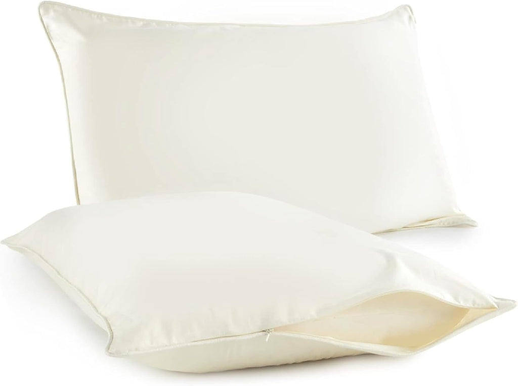 WhisperOrganics Organic Cotton Pillow Protector King Size - 100% Cotton GOTS Certified Pillow Case Protector with Zipper - Hypoallergenic M…