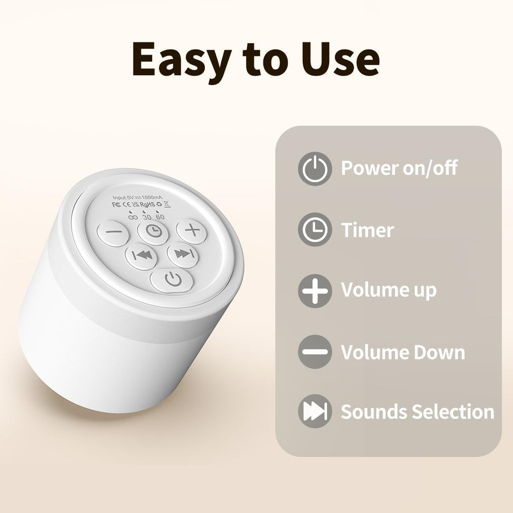 Hushingwhitenoisemachine Sound Machine Mini White Noise Machine with 30 Soothing Sounds 4 Timers Memory Function for Newborn Baby Kids Adul…