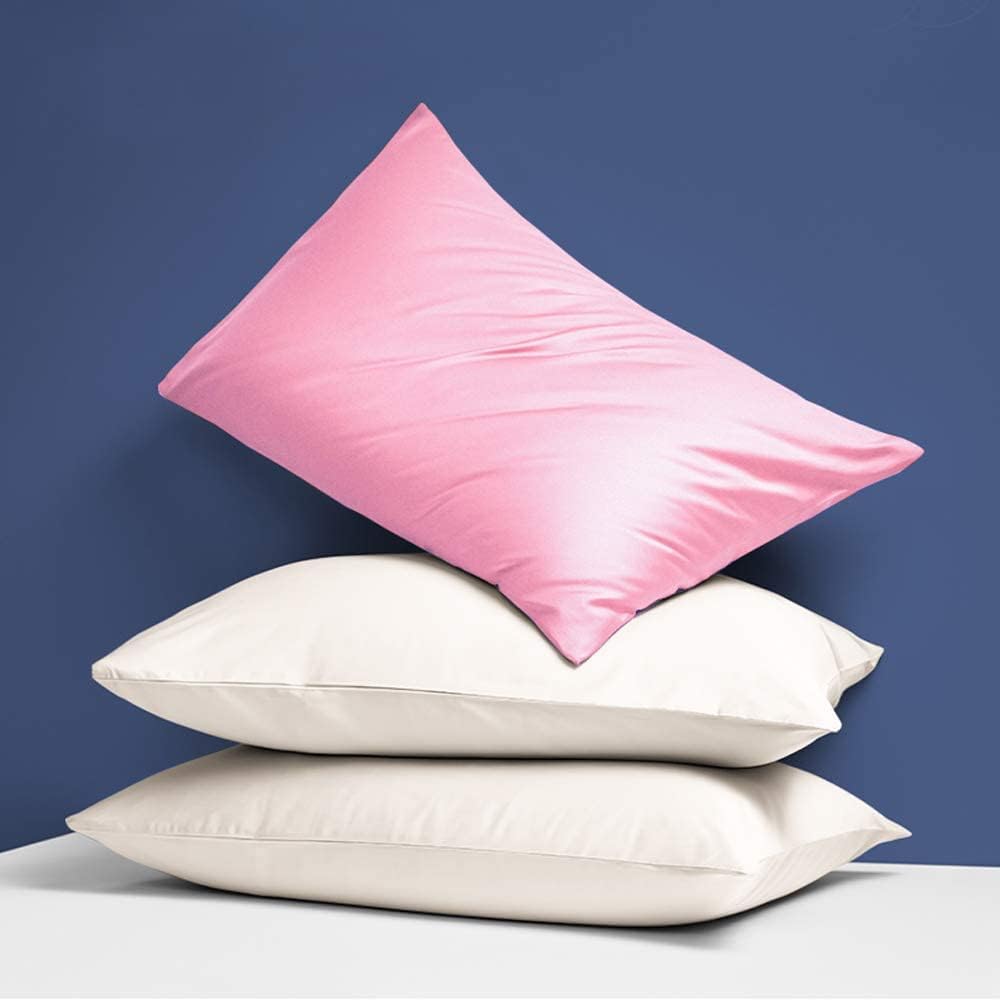 Ntbay Zippered Satin Pillow Cases for Hair and Skin, Luxury Standard Hidden Zipper Pillowcases Set of 2, 20x26 Inches, Light Pink 26 Inches…