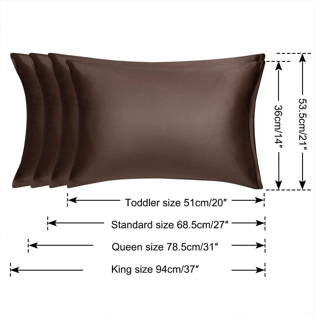 uxcell King Satin Pillowcase with Zipper, Super Soft and Luxury, Silky Pillow Cases Covers Set of 2, 21"x37", Brown