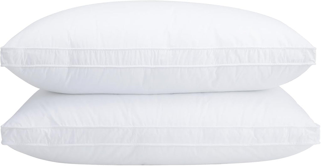 Vendare Queen Size Goose Down Pillows Set of 2 - Hypoallergenic Bed Pillows 500 Fill Power with 100% Cotton Cover, Medium Firm Support Cott…