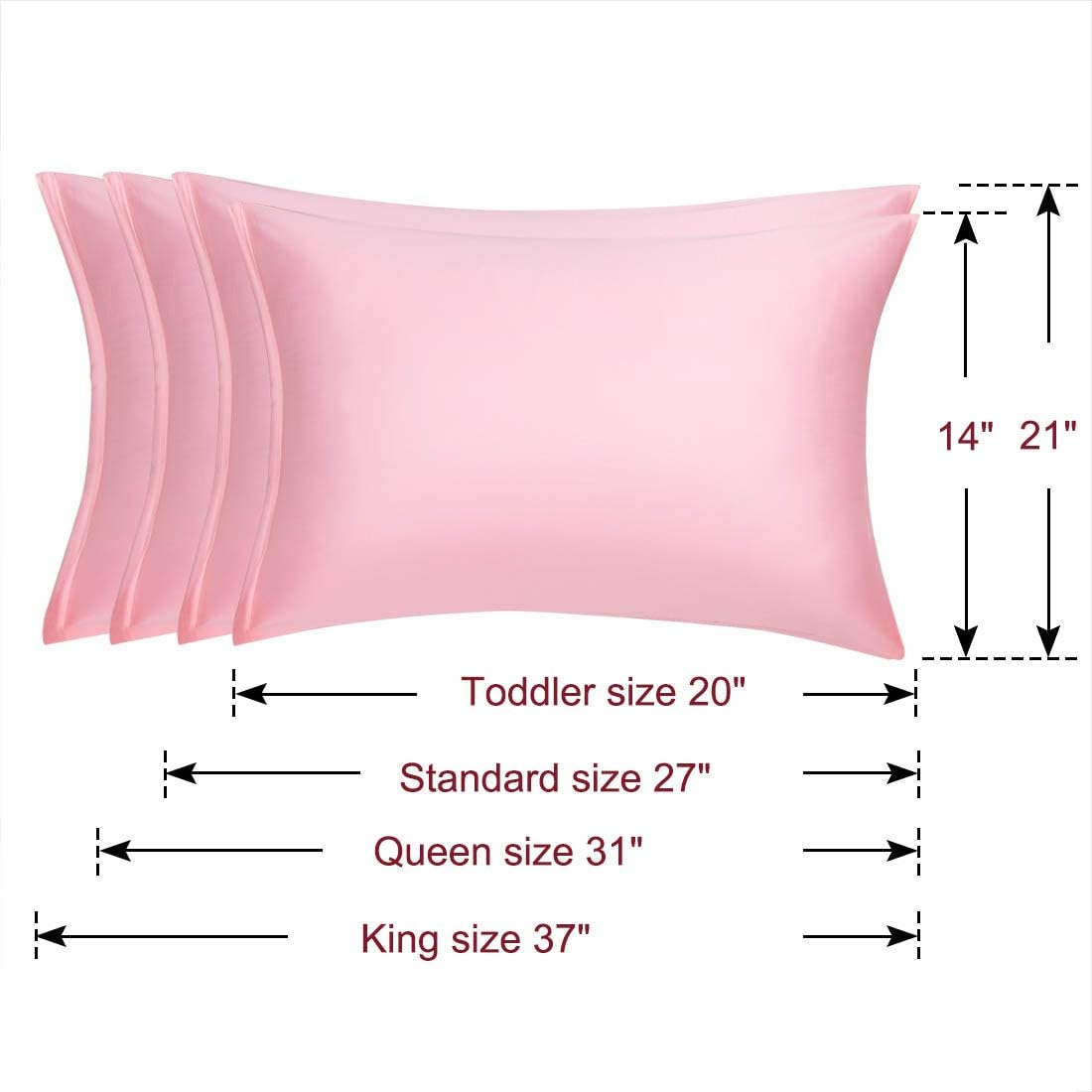 uxcell Queen Satin Pillowcase with Zipper, Super Soft and Luxury, Silky Pillow Cases Covers Set of 2, 21"x31", Blush