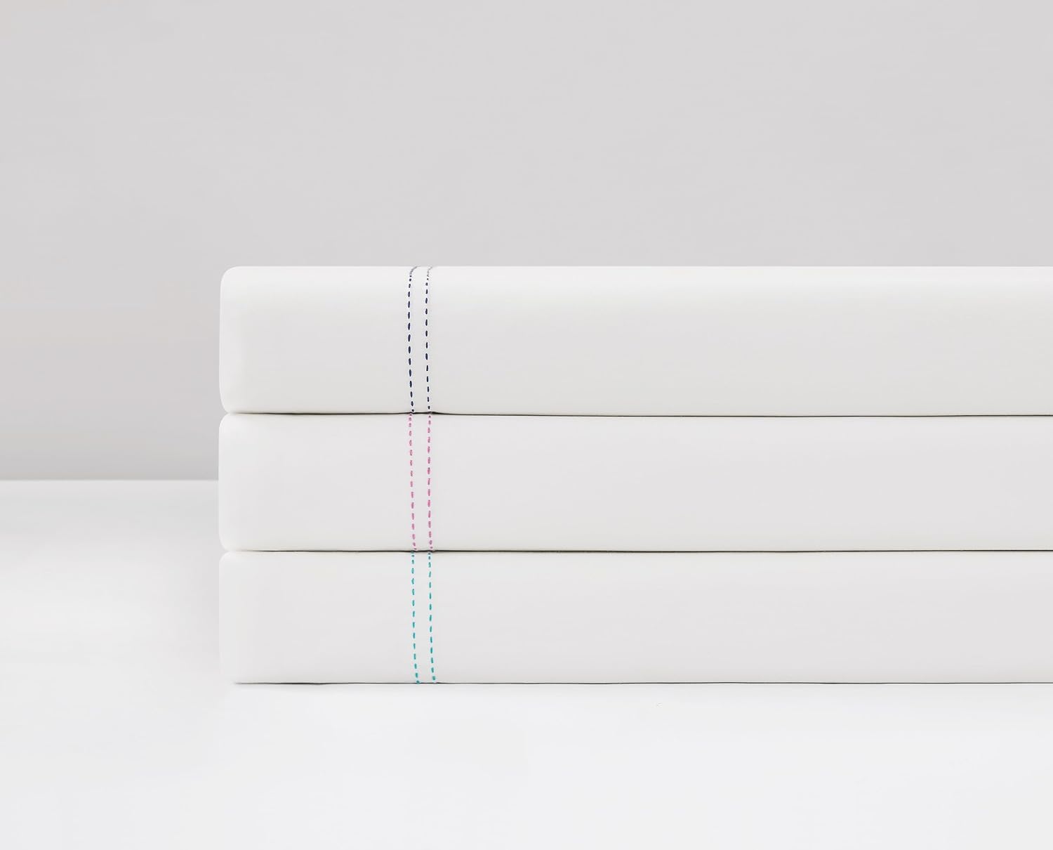 Scout 100% Cotton Percale Pick Stitch 2-Piece King Pillowcases in White/Pink Lemonade, Solid Color, Oeko-TEX Certified Cotton White