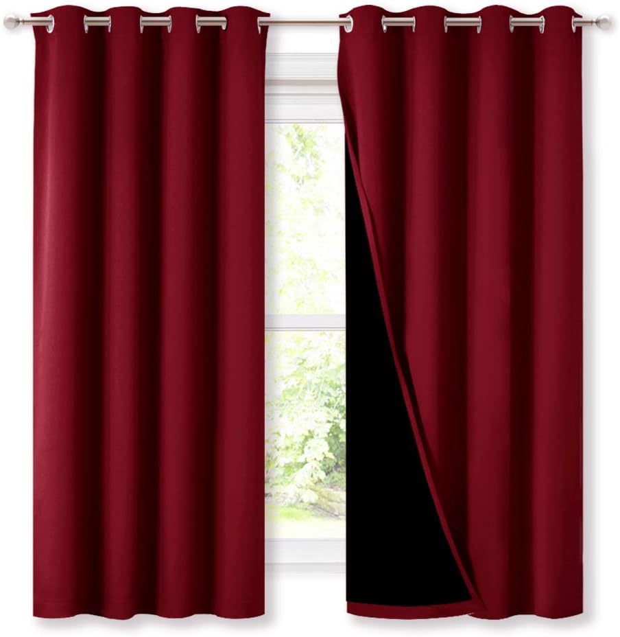 Nicetown Cold Blocking Curtains, 100% Blackout Curtain Panels, Thermal Insulated Curtains, Noise Reducing Drapes for Window Decor (Set of 2…