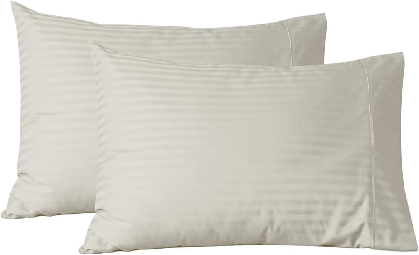 Featherstitchnewyork Feather & Stitch 100% Cotton Standard Pillow Covers Set of 2, 500TC Envelope Closure Pillowcases, Soft Luxury Damask S…