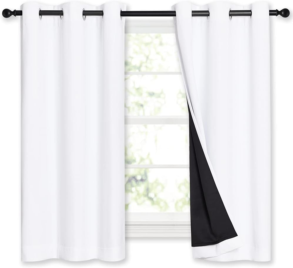 Nicetown 100% Blackout Curtains 54 inches Long, Double-Deck Completely Blackout Window Treatment Thermal Insulated Lined Drapes for Small W…