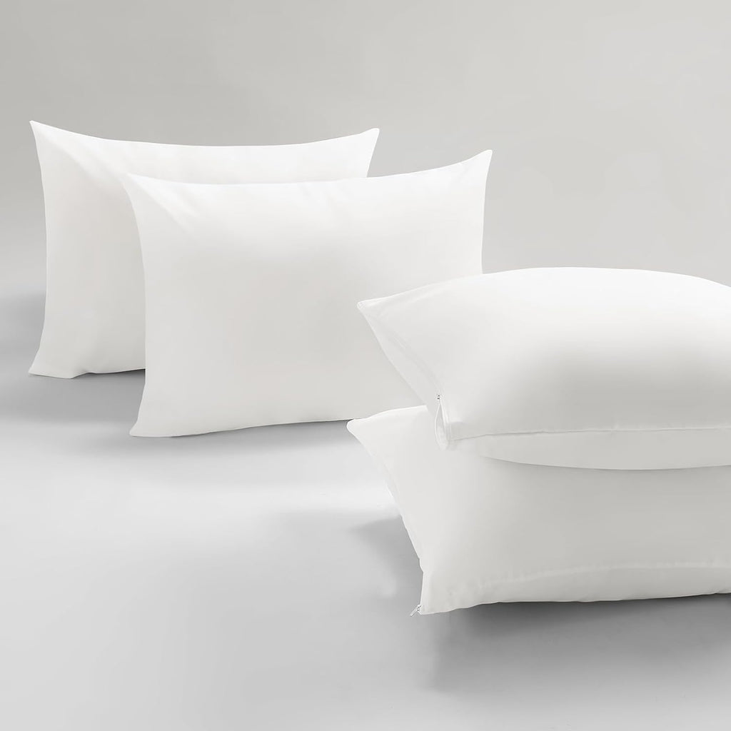 Beitefiber BEITE 4 Pack Pillow Case Protectors King-White 20×36 Inches with Smooth Zipper Design -Comfortable and Skin-Friendly Pillowcase…