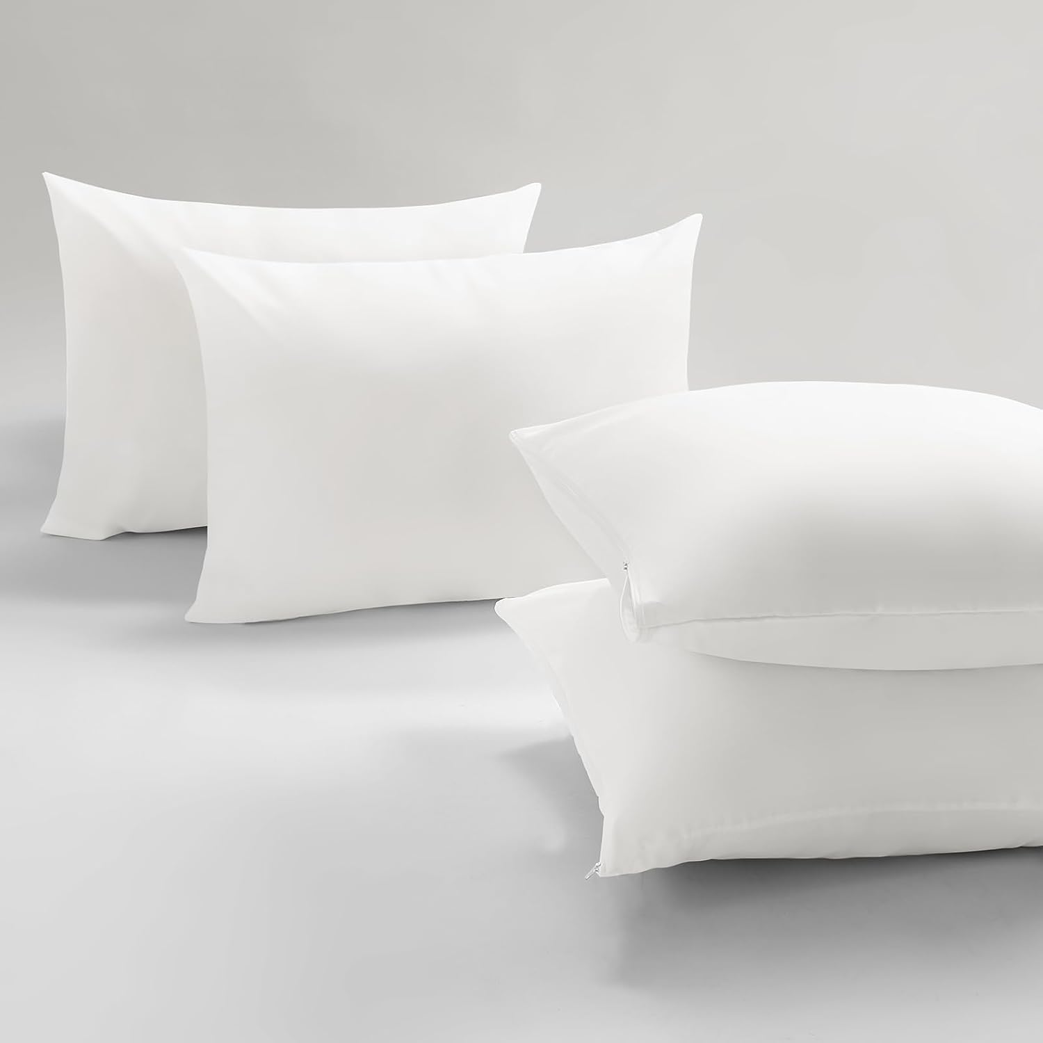 Beitefiber BEITE 4 Pack Pillow Case Protectors King-White 20×36 Inches with Smooth Zipper Design -Comfortable and Skin-Friendly Pillowcase…