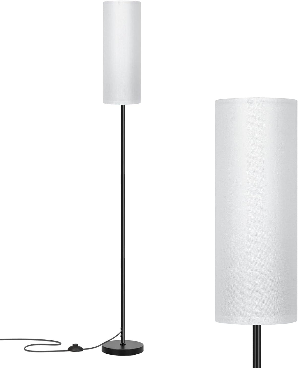 Fridekohome FRIDEKO HOME Floor Lamp with White Shade, Simple Design with Foot Pedal Switch, Small Tall Lamps for Living Room Bedroom Office…