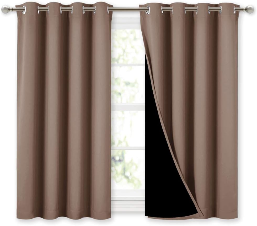 Nicetown Room Warming Curtains, Bedroom Full Blackout Panels, Super Thick Insulated Window Covers, 100% Blackout Blinds with Black Liner fo…