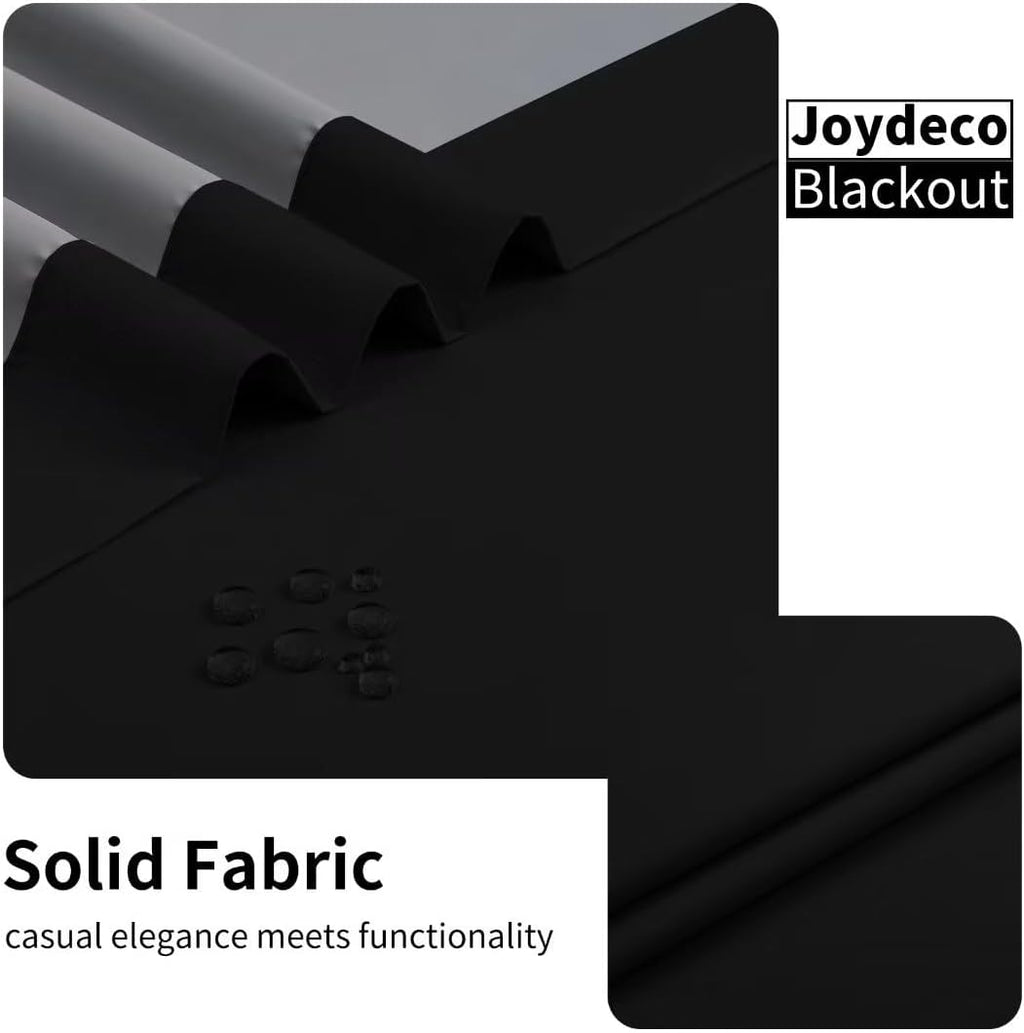 Joydeco 100% Blackout Curtains 72 Inch Long, Black Black Out Curtains for Bedroom Windows, Room Darkening Thermal Insulated Short…
