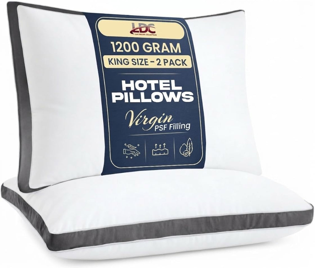 LuxDecorCollection King Size Pillows Set of 2 for Sleeping - LUX Décor Gusseted Bed Pillows, Down Alternative Hotel Quality, Cooling Breath…