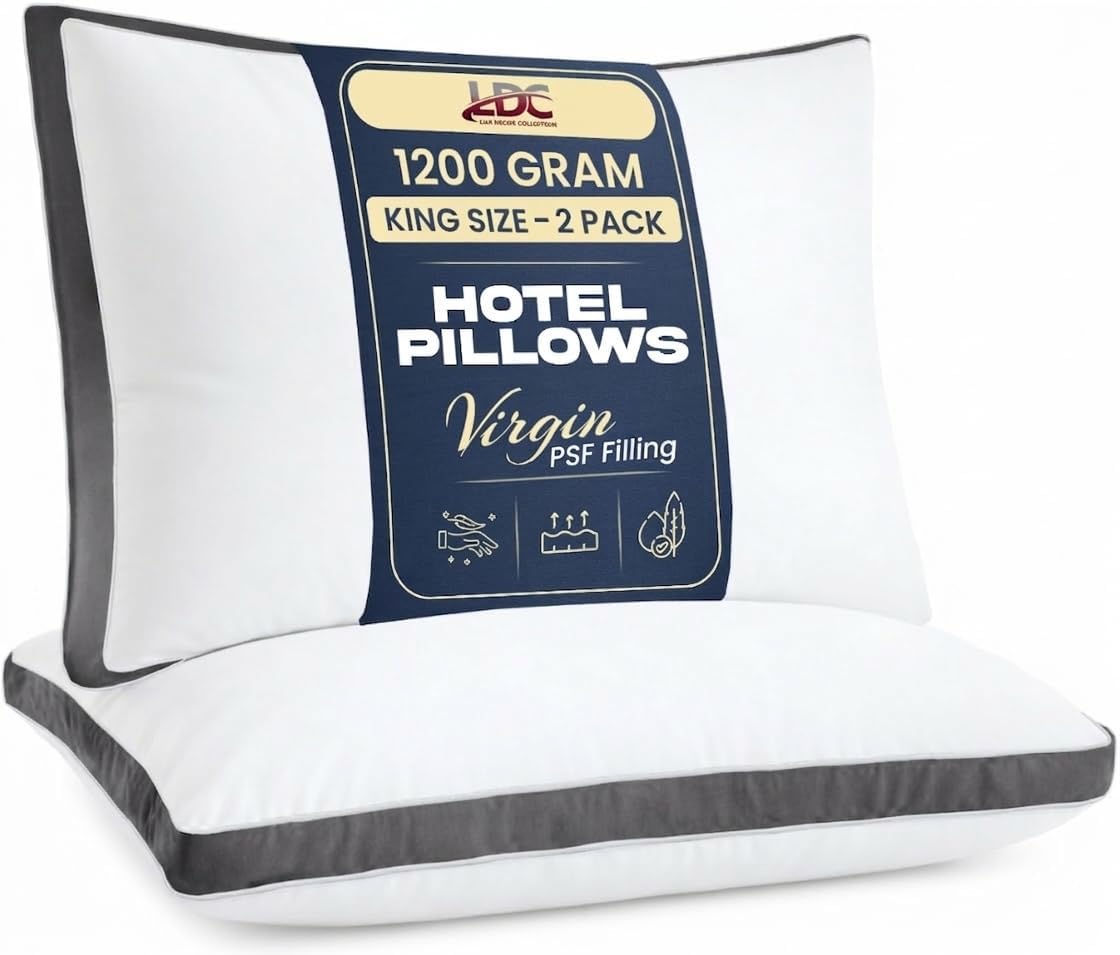 LuxDecorCollection King Size Pillows Set of 2 for Sleeping - LUX Décor Gusseted Bed Pillows, Down Alternative Hotel Quality, Cooling Breath…