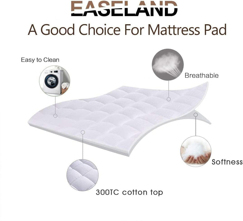 EASELAND Twin XL Mattress Pad Pillow Top Quilted Fitted Mattress Cover/Protector Extra Long Cotton Top 8-21" Deep Pocket Cooling Mattress…