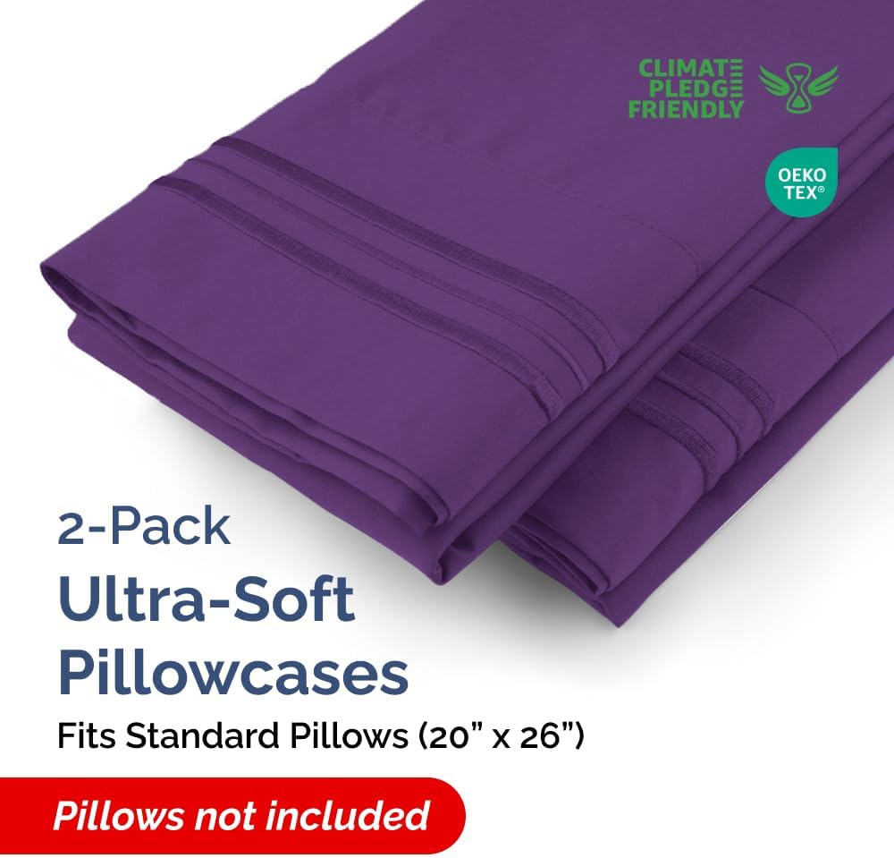 Standard Pillow Cases Set of 2 - Ultra-Soft Hotel Quality Pillowcase Covers - Comfy & Wrinkle Free - Stain and Fade Resistant - Machine…