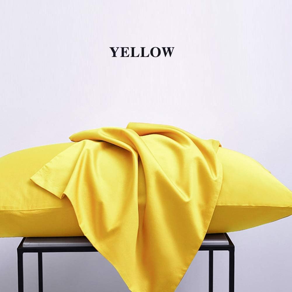 Ntbay Queen Pillowcase Set - 4 Pack Brushed Microfiber 20x30 Pillowcases - Soft, Wrinkle-Free, Fade-Resistant, Stain-Resistant, Yellow Pill…