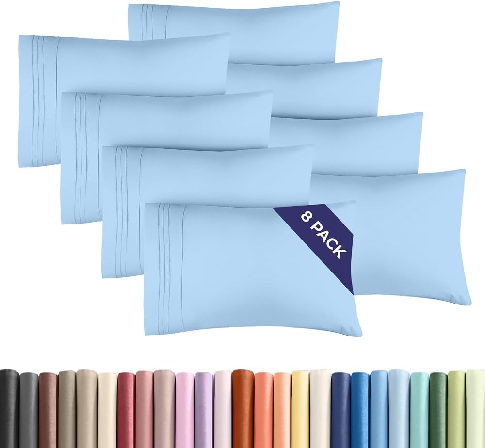 Standard Pillow Cases Set of 8 - Ultra Soft Hotel Quality Pillowcase Covers - Comfy & Wrinkle Free - Shrink, Stain and Fade Resistant…