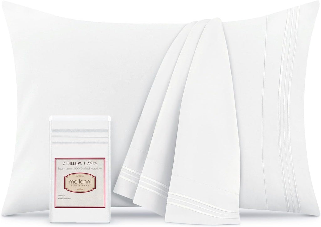 Mellanni Pillow Cases - Luxury, Extra Soft, Cooling Pillow Covers - 2 PC Iconic Collection Pillowcases - Envelope Closure (Standard/Queen 2…