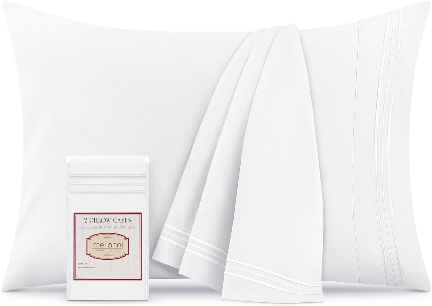 Mellanni Pillow Cases - Luxury, Extra Soft, Cooling Pillow Covers - 2 PC Iconic Collection Pillowcases - Envelope Closure (Standard/Queen 2…