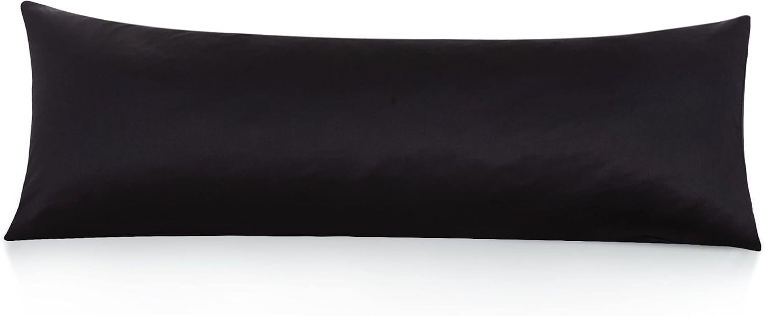 Leeden Body Pillow Cover, 100% Cotton, 800 Thread Count, Soft Breathable Long Pillow Case, Envelope Closure (Black, 21"x 54") Cotton Black
