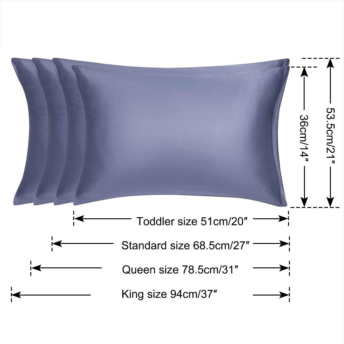 uxcell Standard Satin Pillowcase with Zipper, Super Soft and Luxury, Silky Pillow Cases Covers Set of 2, 21"x27", Slate Gray