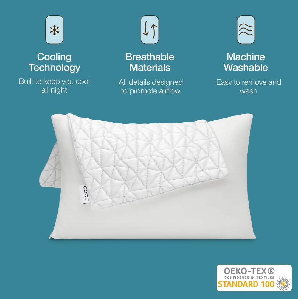 Coop Home Goods Cool Side Travel and Camping Pillowcase, Cooling Travel Pillow Case for Hot Sleepers, Two-Sided Pillow Covers, Cozy Side…