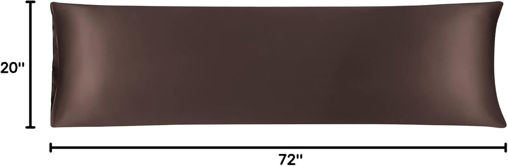 uxcell Body Pillow Cover, 20x72 Inch Brown Silky Satin Body Pillowcases for Hair and Skin, Soft Cooling Smooth Pillow Case with Envelope…