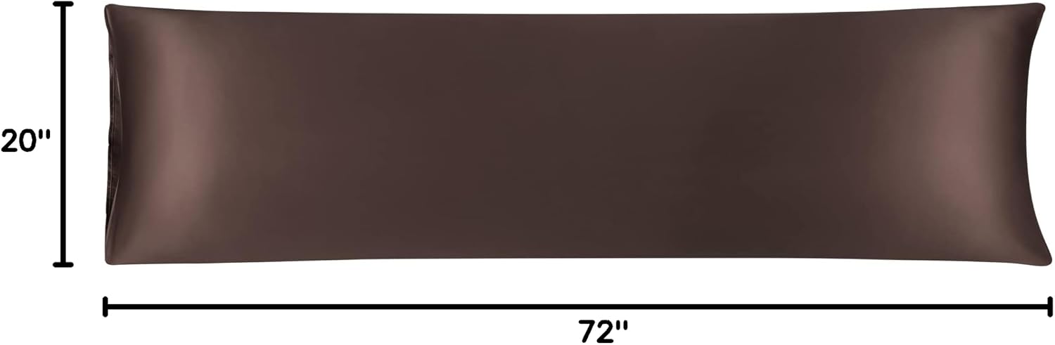 uxcell Body Pillow Cover, 20x72 Inch Brown Silky Satin Body Pillowcases for Hair and Skin, Soft Cooling Smooth Pillow Case with Envelope…