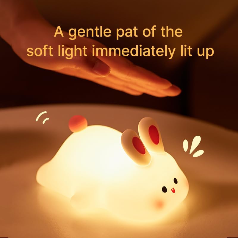 Squishy Bunny Night Light, Cute Easter Rabbit, Bunny Lamp, Led Big Face Rabbit Decor, Novelty Gifts, Dimmable Rechargeable Light up…
