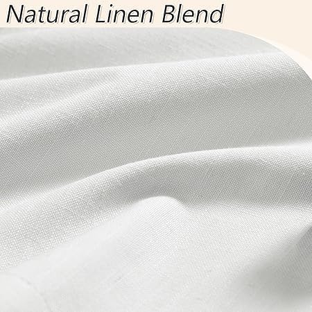 Guken Off White 100% Blackout Linen Curtains 63 Inch Length 2 Panels Set for Living Room Bedroom Back Tab Thermal Insulated Black Out Drape…