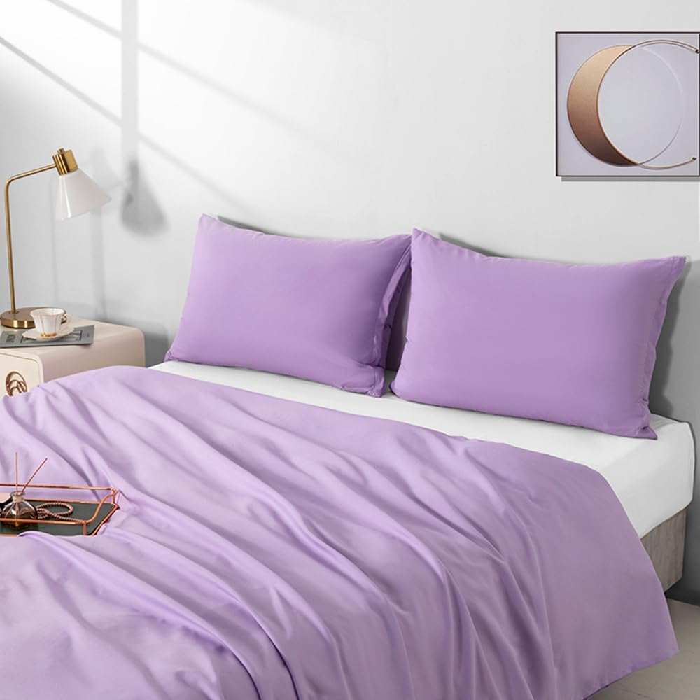 NookZuzu 2 Pack Microfiber Zipper Pillowcases, Soft Comfortable Not Shrink Purple Pillow Case, Standard Pillow Cases Set of 2 (20x26 Inches…