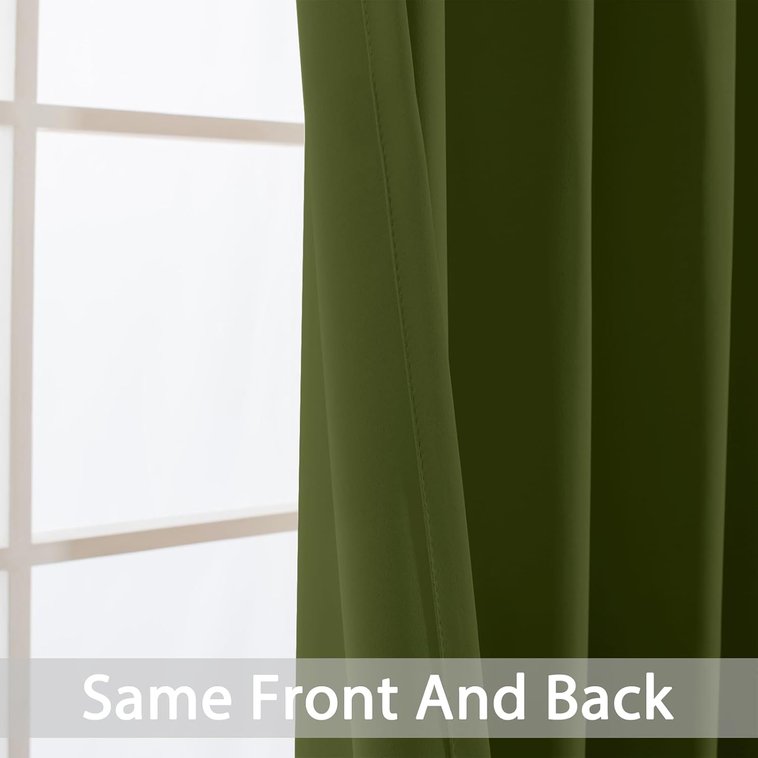 Yakamok Olive Green Curtains 84 Inches Length Blackout Curtain for Bedroom-Green Room Darkening Thermal Insulated Grommet Drapes for…