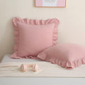Silnuo 2 Pack Dusty Pink Ruffled Throw Pillow Covers Washed Cotton Farmhouse Decorative Pillowcases Bed Pillow Shams 20"x20" 2 Pack Cotton…