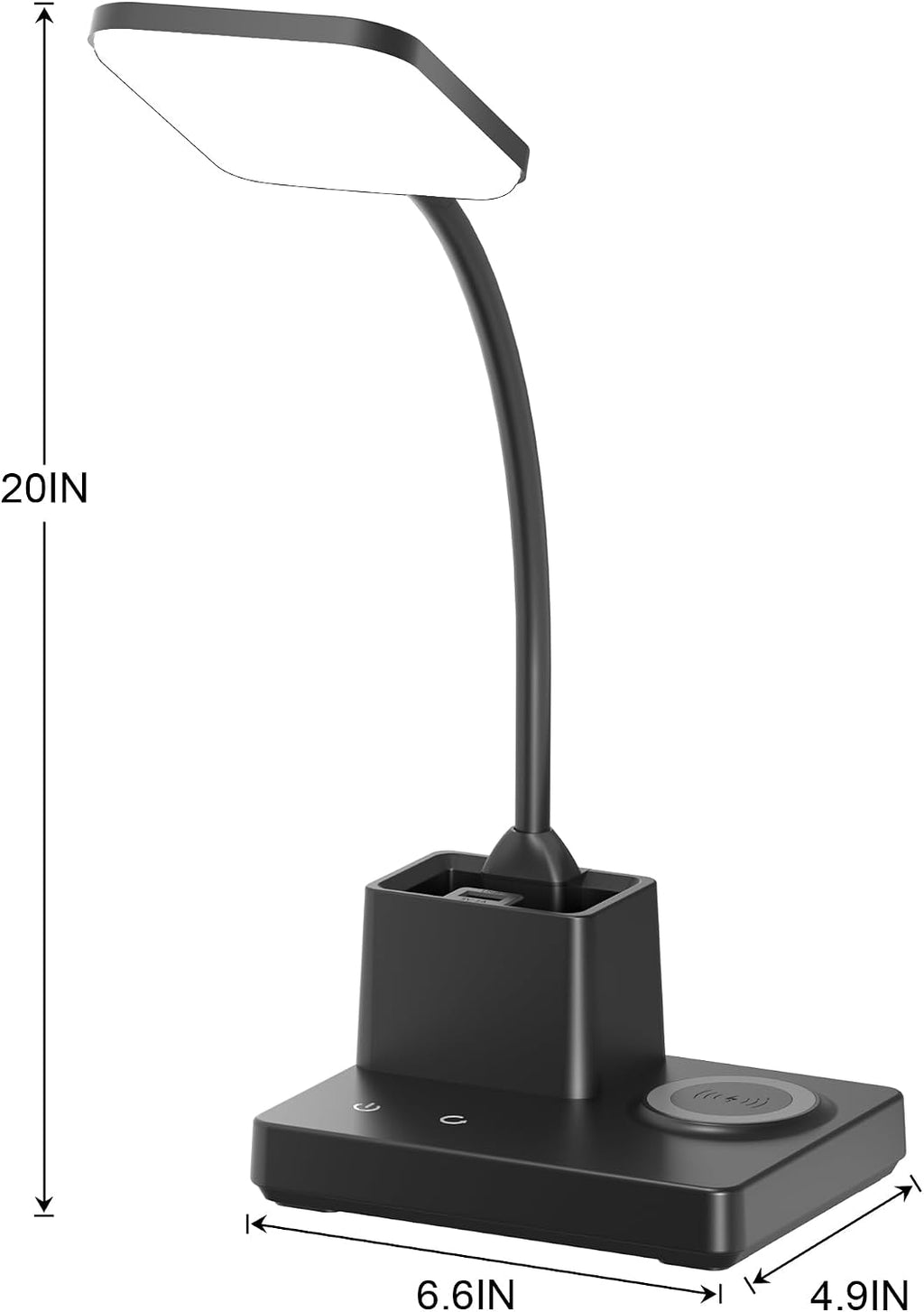 Desk Lamp, Table Lamp with Wireless Charger & USB Port, 800LM CRI95 3 Color Modes Dimmable Touch Flexible Arm Pen Holder, LED Desk Lamps…