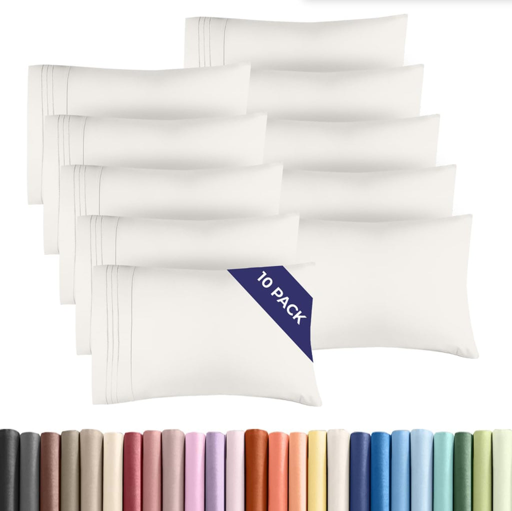 Standard Pillow Cases Set of 10 - Ultra Soft Hotel Quality Pillowcase Covers - Comfy & Wrinkle Free - Shrink, Stain and Fade Resistant…