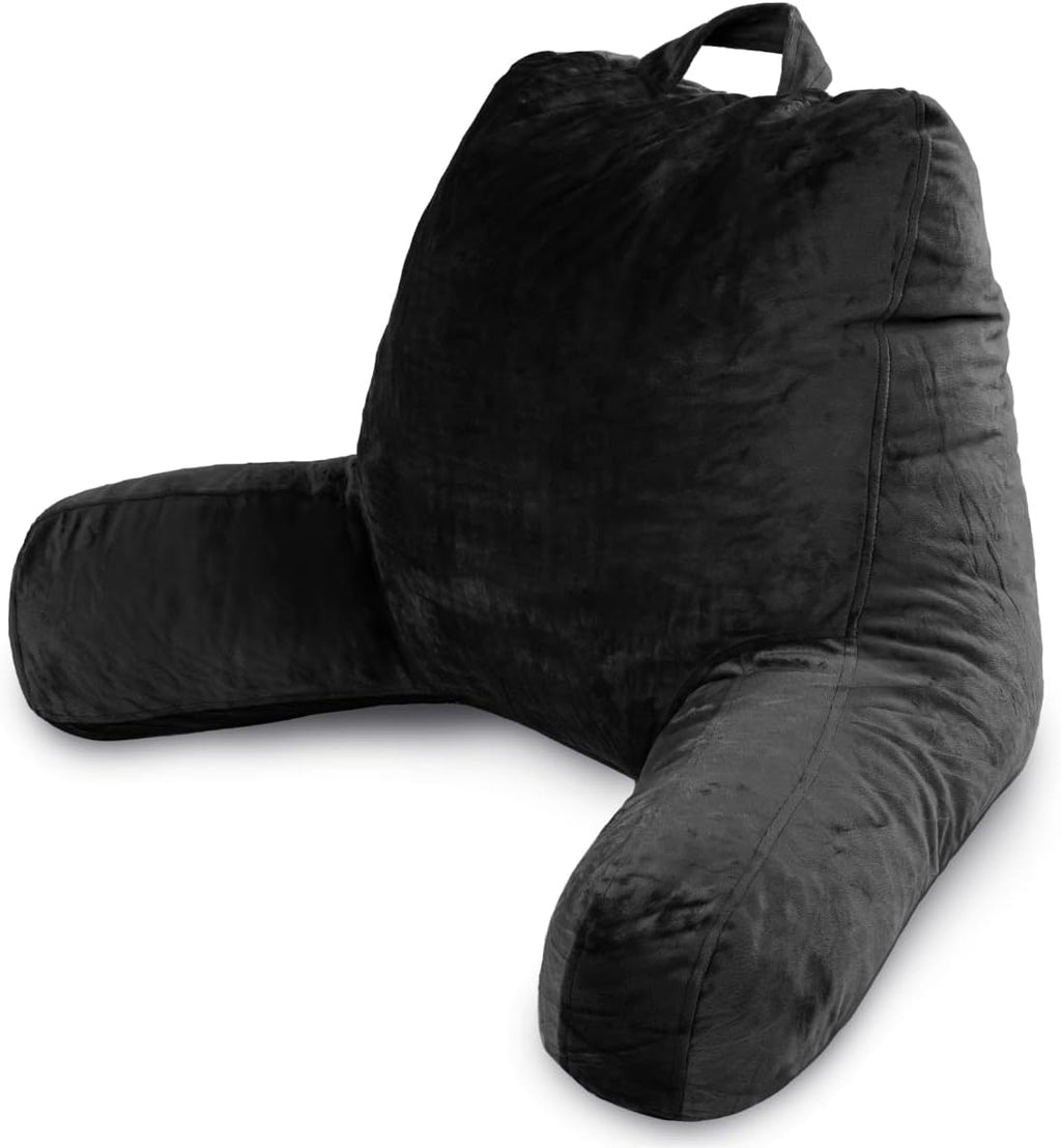 Milliard Reading Pillow with Arms, Black, Cozy Shredded Memory Foam Back Pillow for Bed Sitting Up - Sit Up Backrest Support for Reading…