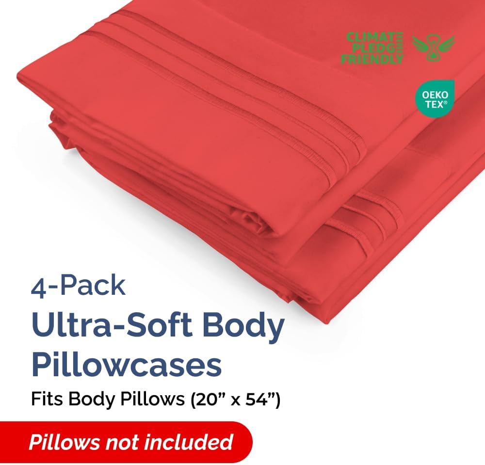 Body Pillowcases Set of 4-20x54 Long Body Pillow Case - Soft Body Pillow Cover for Sleeping & Side Sleepers - Comfy, Cozy Breathable &…