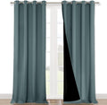 Nicetown 100% Blackout Blinds, Set of 2, 46" x 102", Greyish Blue, Laundry Room Decor Window Treatment Curtains for Large Patio Sliding Doo…