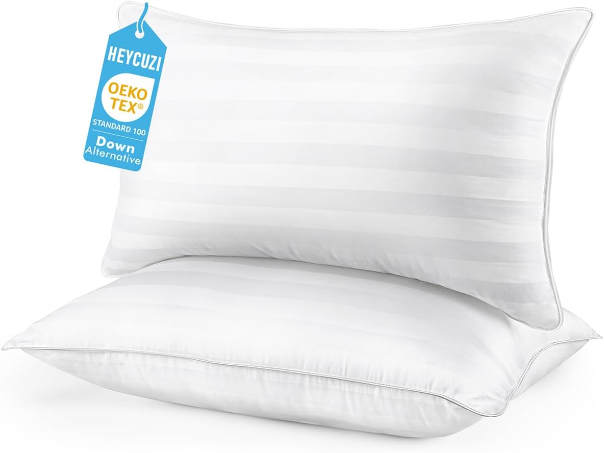 Queen Size Bed Pillows Set of 2 - Breathable Down Alternative Premium Pillows for Side, Back, and Stomach Sleepers Fluffy Hotel Quality…
