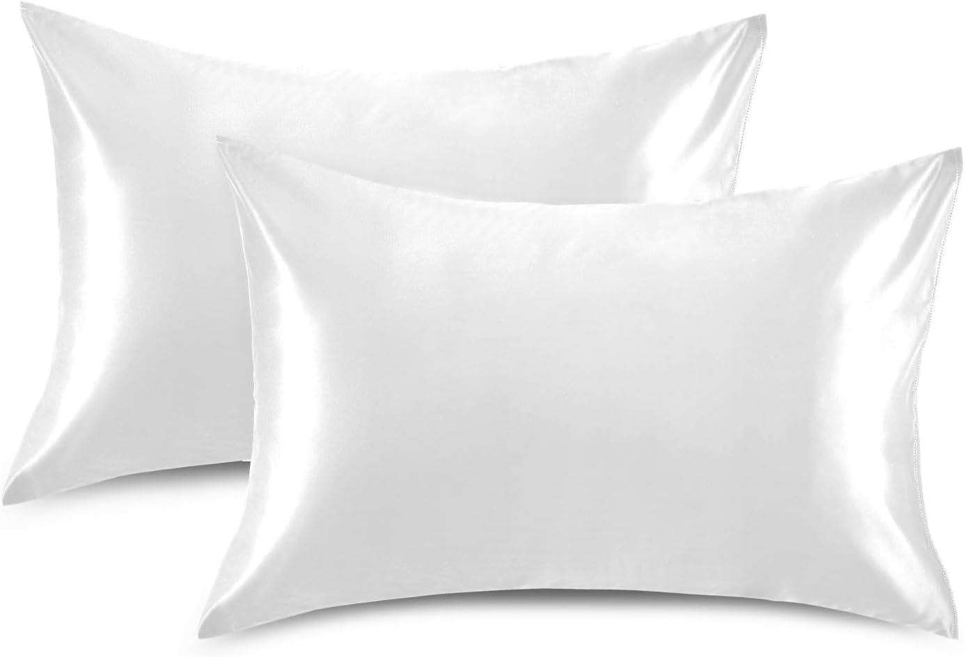 White Color Pillow Covers Silk Pillowcase for Hair and Skin Soft Breathable Cooling Satin Pillowcase King Size Pillow Case for Hot…