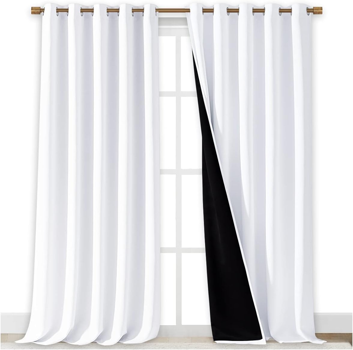 Nicetown Full Shading Cold Blocking Curtains for Windows, Super Heavy-Duty Black Lined Blackout Curtains for Bedroom, Privacy Assured Windo…
