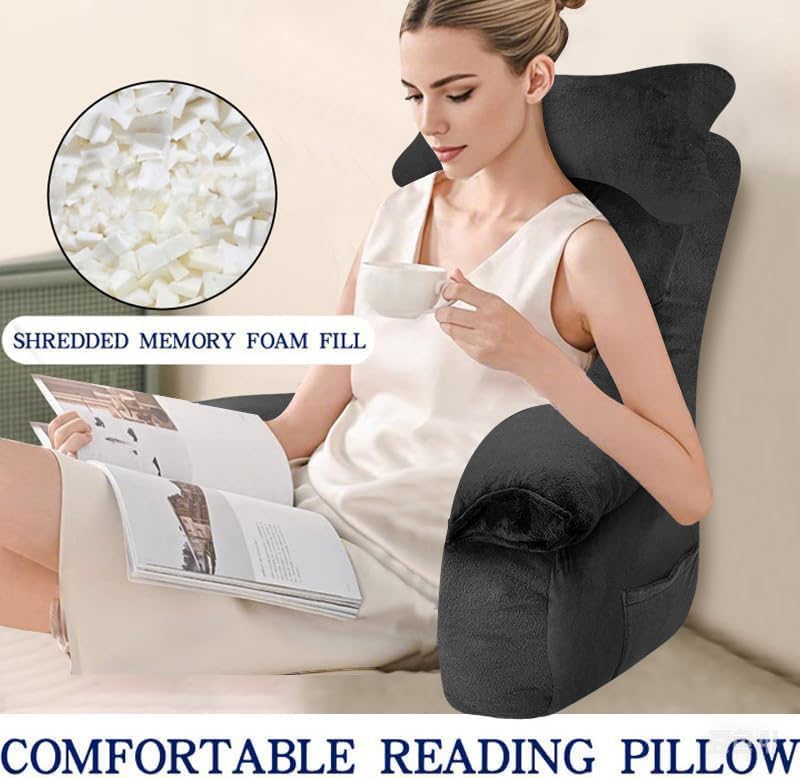 YDCEULARDOH Reading Pillow for Bed Adult – Large Bed Pillow with Arms, Supportive Back Pillow for Sitting Up in Bed for Reading, Watching…