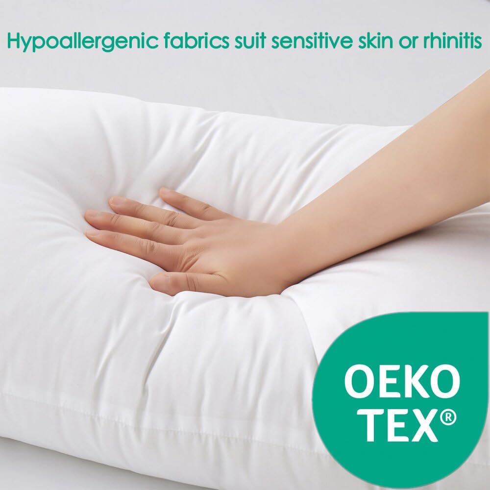 Bed Pillows King Size Set of 2 Medium Support Pillow for Stomach Side Back Sleeper Basic Soft Down Alternative White 20x36 inches