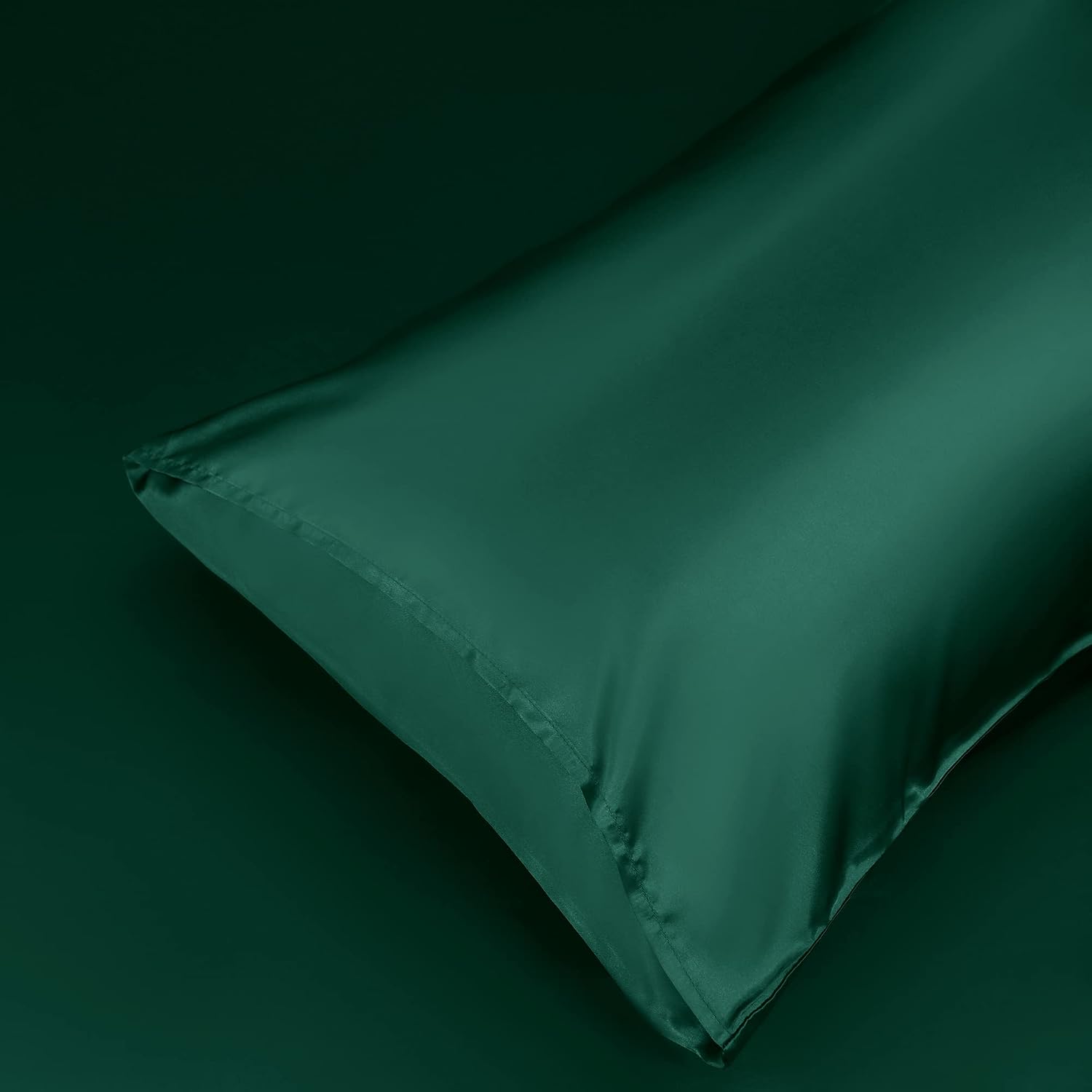 Homiest Blackish Green Satin Pillowcase for Hair and Skin, Standard Size Pillow Covers Luxury & Ultra Soft Pillow Cases Set of 2, Cooling…