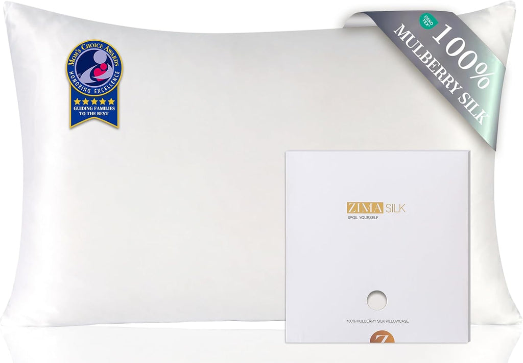 Zimasilk 100% Pure Mulberry Silk Pillowcase for Hair and Skin everyday comfort, Soft and Smooth, Both Sides Grade 6A Silk,600 Thread…