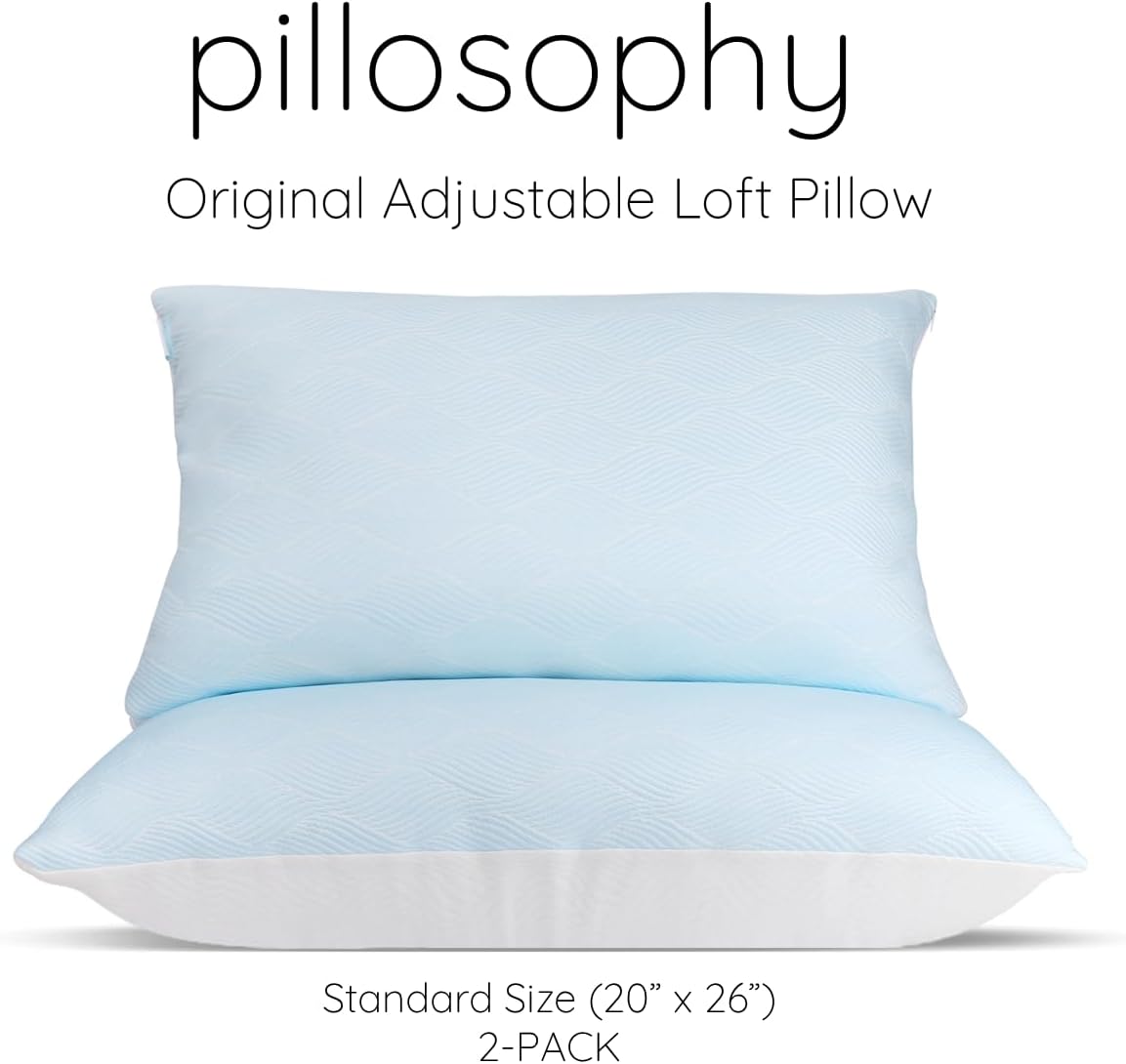 pillosophythetheoryofsleep pillosophy Original Adjustable Loft Pillow • Gel-Infused Shredded Memory Foam Fill • Dual-Sided Washable Cooling…